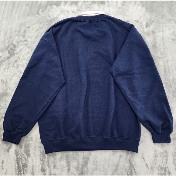 Vintage 90s Gildan Collared Embroidered Sweatshirt Size L Blue White Pink Casual - Picture 3 of 10